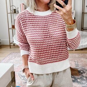 Old Navy Chic Striped Red and White Women's Sweater NEW WITH TAGS